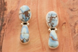 Genuine Golden Hill Turquoise Sterling Silver Earrings